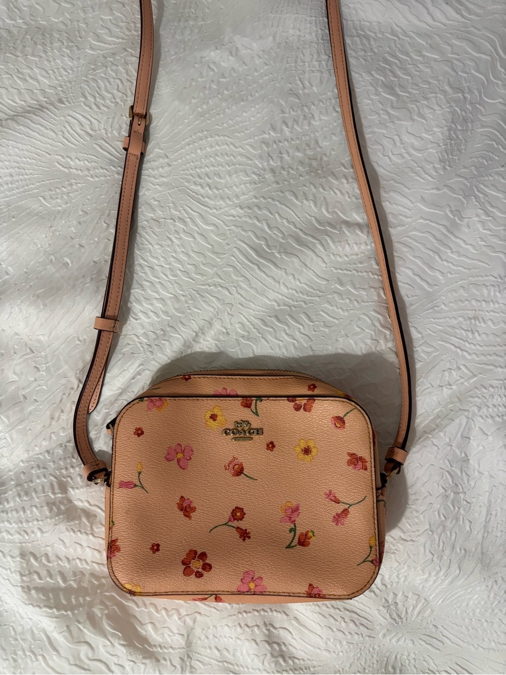 Coach Peach Floral Crossbody Bag